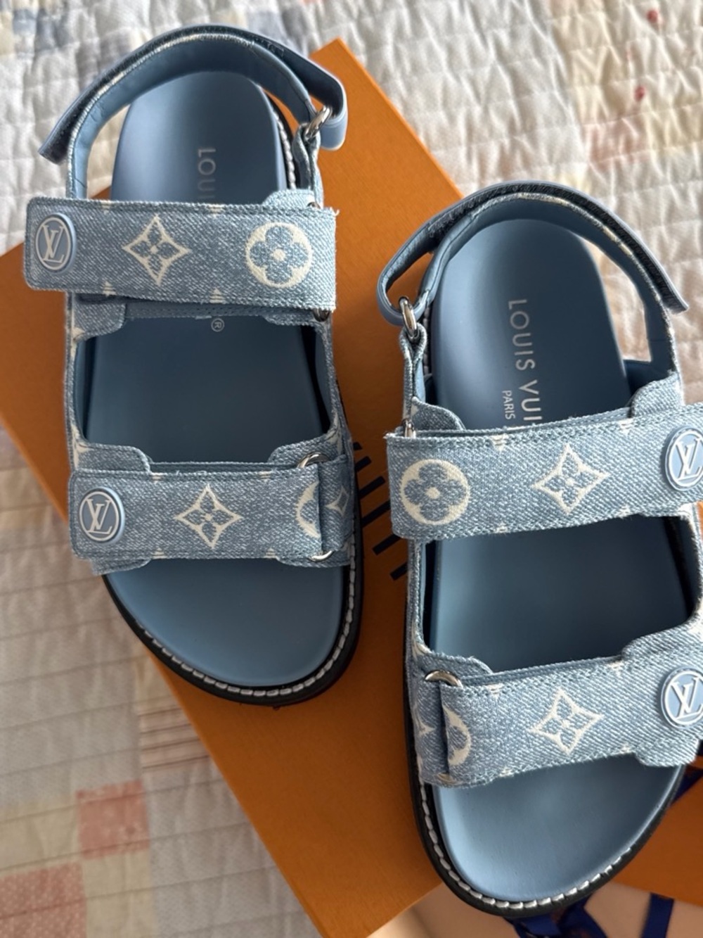 Louis Vuitton Light Blue Monogram Denim Sandals